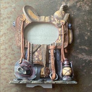 Rustic Western-Themed 3D Resin Picture Frame. ie..Saddle, Cowboy Hat, Lantern